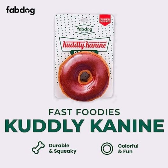 Fabdog Kuddly Kanine Donut Dog Toy Super Squeaky & Durable Fast Food Shaped Poly - Picture 2 of 4